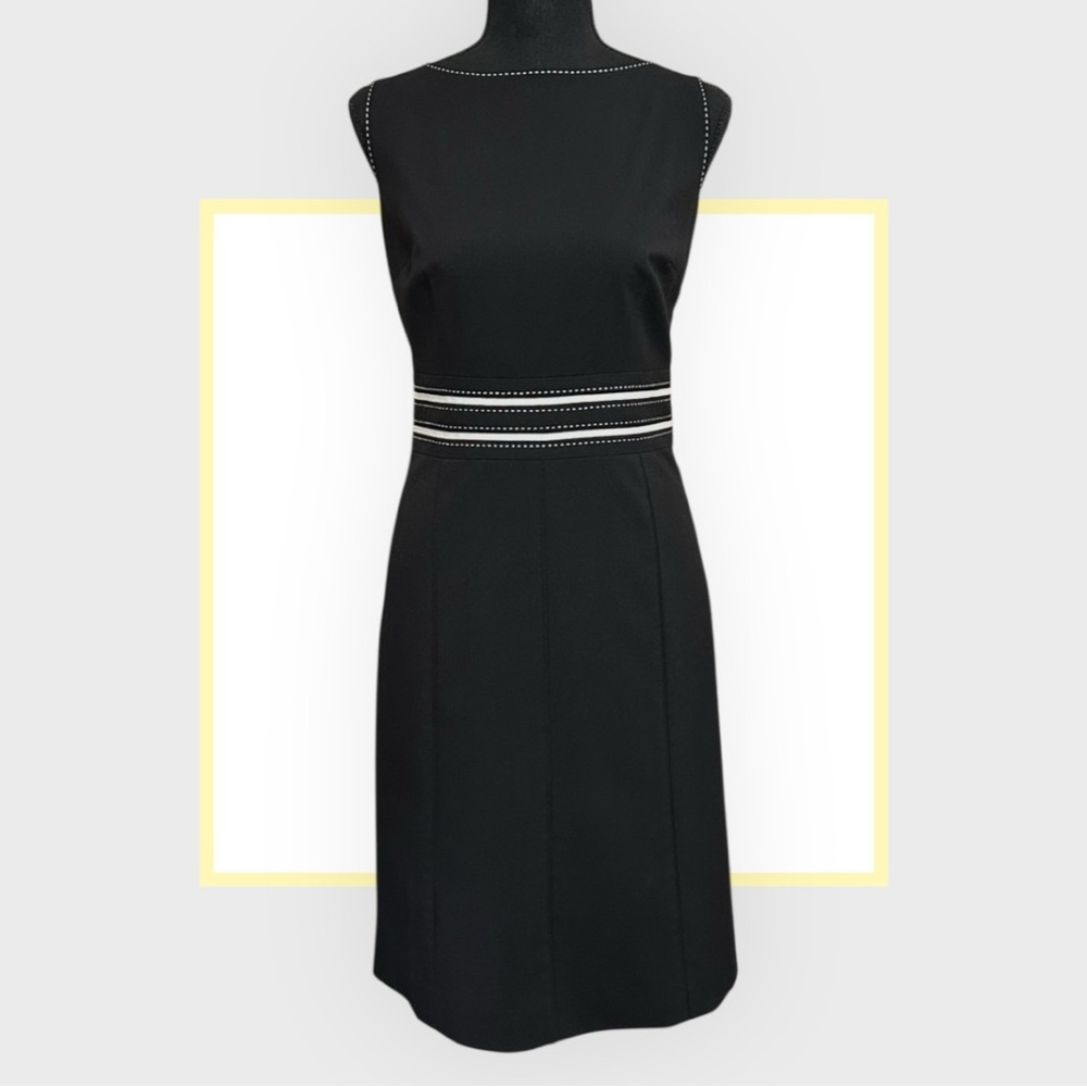 ANN TAYLOR Elegant & Tailored Black Sleeveless Lined Sheath Dress, Size 8